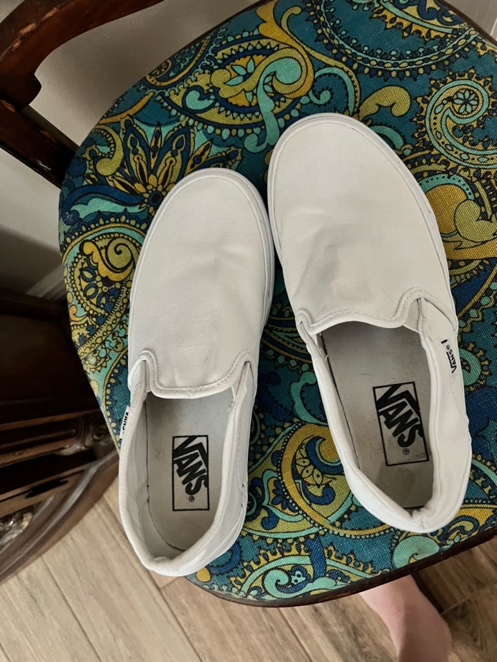 Vans White Classic Slip-On Canvas Loafers